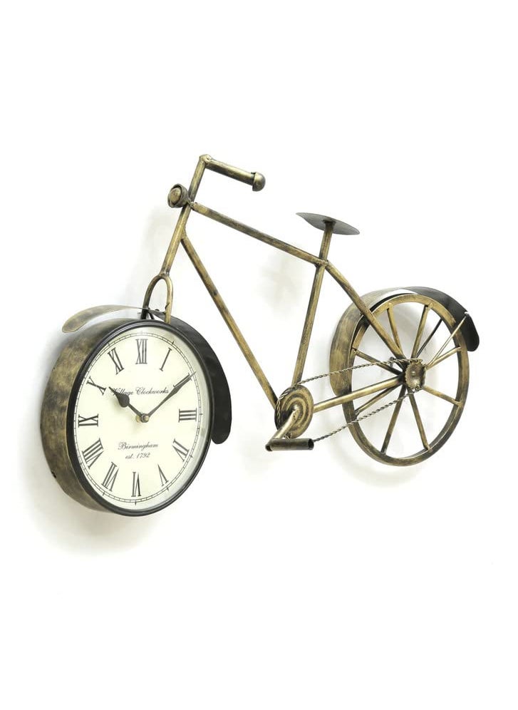 Suntown - SUNTOWN Wrought Iron Cycle Clock Decorative Showpiece for Wall Decor Perfect for Living Room/Hotel/Restaurant/Bedroom/Drawing Room/Home Decor/Office/Gift/Multicolor/Size 26x3x16 Inch - Image 1
