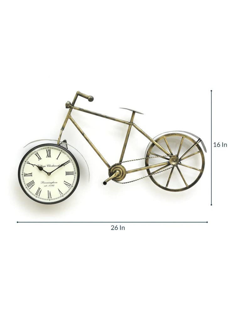 Suntown - SUNTOWN Wrought Iron Cycle Clock Decorative Showpiece for Wall Decor Perfect for Living Room/Hotel/Restaurant/Bedroom/Drawing Room/Home Decor/Office/Gift/Multicolor/Size 26x3x16 Inch - Image 1
