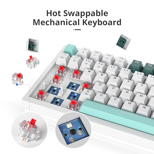 Owpkeenthy 75 Percent Gaming Keyboard Gasket Mounted, 82 Key Wired Mechanical Keyboard Hot Swappable with Knob Linear Red Switch RGB Backlit for PC Laptop (Forest) - Image 3