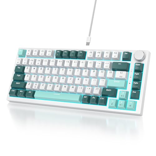 Owpkeenthy 75 Percent Gaming Keyboard Gasket Mounted, 82 Key Wired Mechanical Keyboard Hot Swappable with Knob Linear Red Switch RGB Backlit for PC Laptop (Forest) - Image 1