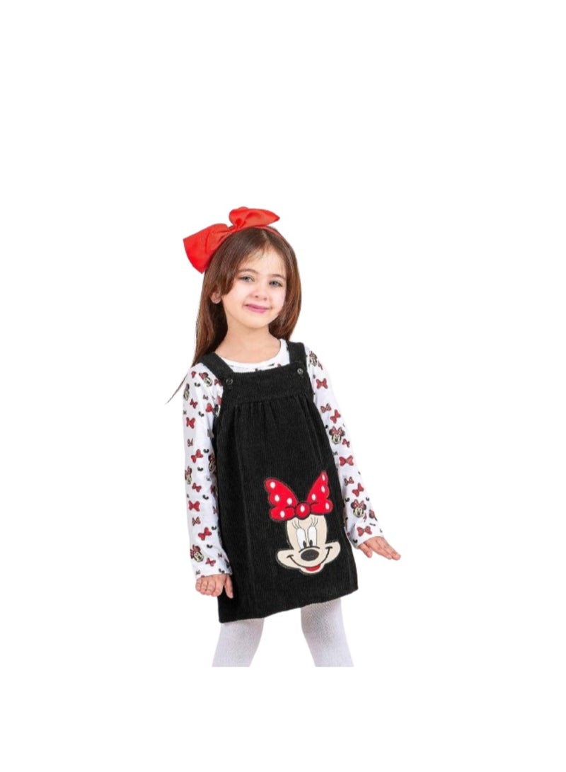 Girls dress, 2 pieces, white t-shirt and black dress - Image 2
