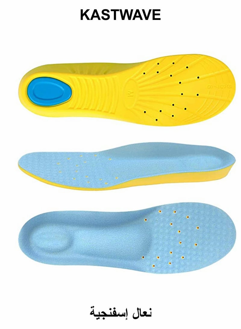 KASTWAVE Memory Foam Insoles, PU Orthotic Sport Insoles, Comfortable Breathable, Shock Absorption and Relieve Foot Pain, Plantar Fasciitis Arch Support Insoles (Kids 34-38/ Women 35.5-36.5) - Image 1