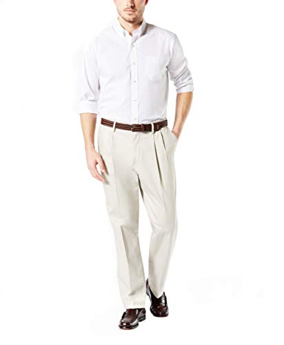 Dockers® Men's Classic Fit Signature Khaki Lux Cotton Stretch Pants - Pleated (Regular and Big & Tall), Cloud, 36W x 32L - Image 2