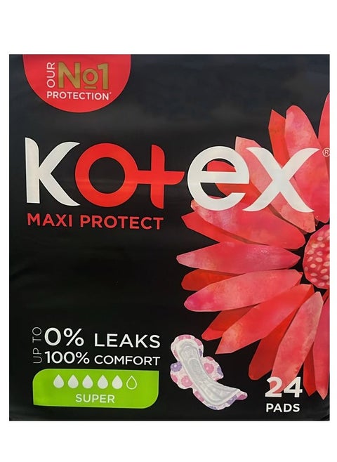 Feminine pads with wings, large size - 24 Kotex Maxi pads