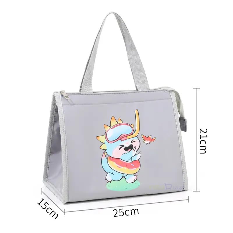 INSTABUYZ Hot & Cold Leak Proof Lunch Bag for Office School Kids Men & Women Storage Bag with Handle Tiffin Bag (Grey) - Image 2