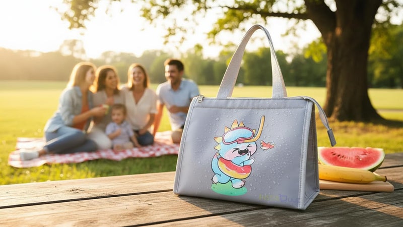 INSTABUYZ Hot & Cold Leak Proof Lunch Bag for Office School Kids Men & Women Storage Bag with Handle Tiffin Bag (Grey) - Image 3