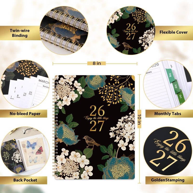 Pinchoco Planner 2026-2027 - Academic Planner 26-27, Jul.2026 - Jun.2027, 8" x 10", 2026-2027 Planner Weekly Monthly with Colorful Tabs, Twin-wire Binding, Back Pocket - Image 3