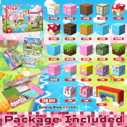 Goody King 150PCS Magnetic Blocks Unicorn Magnetic Building Blocks Stacking Magnets for Kids Strong Magnets Sensory Toy for STEM Learning Toys for Kids 3 Boys and Girls Christmas Birthday Gifts - Image 5