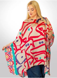 Zmurud Silky Satin Poncho - Printed  - Image 1