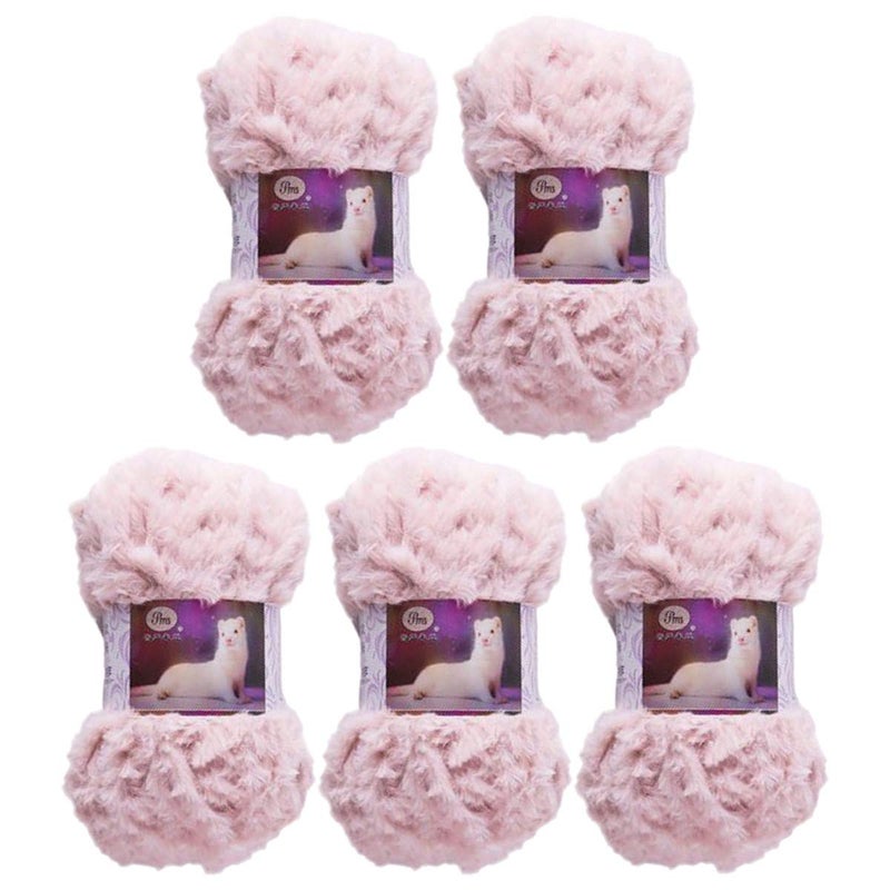 STARINGIRL 5 Pack of Soild Wool Fur Fluffy Plush Thick Knitting Yarn Supper Soft Fur Crochet Yarn for DIY Knitting Scarf Coat Gloves Hat Rugs Clothes Knitting Projects 250g 