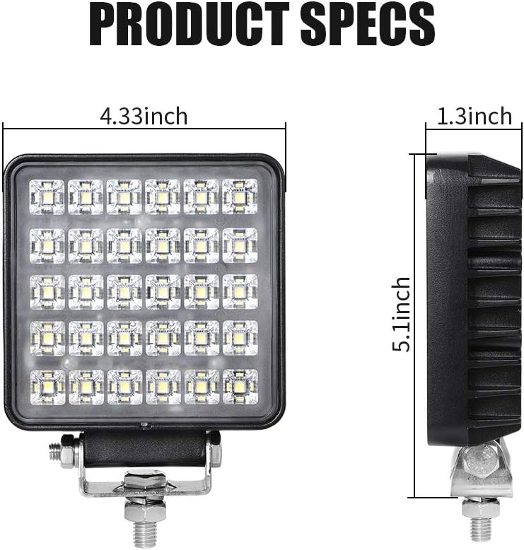 Exzeit 60W LED Work Lights for Truck - 150° Flood LED Tractor Lights, 4200LMS Off Road Lights, 4.4 inches, 12/24 V LED Light Bar - Image 3
