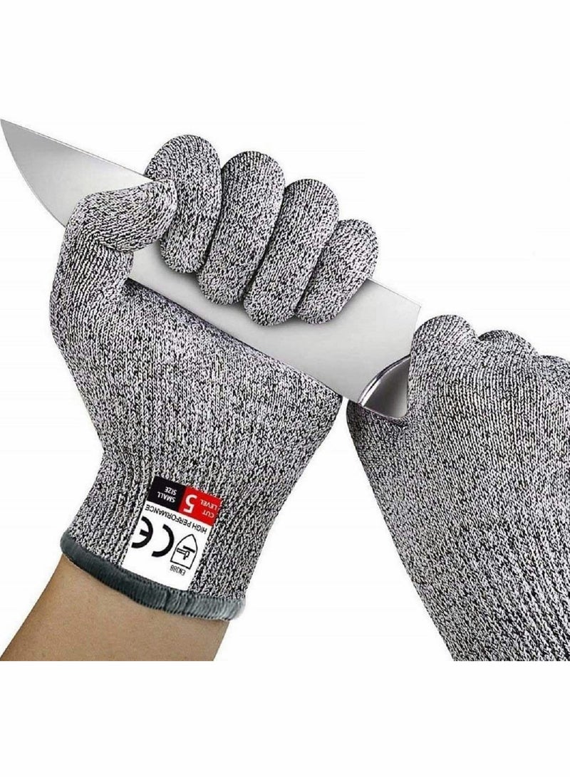 Grey Cut Resistant Gloves Food Grade Safety Cut Gloves for Meal Prep Crafts and Outdoors - Level 5 Protection from Knives Vegetable Peelers Graters - Fits Both Hand - 2 Pairs (M+L) - Image 1