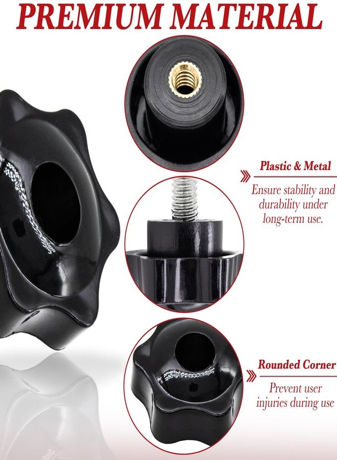 LhyBtm 4 Set Replacement Arm Adjustment Knobs Rollator Walker Replacement Knobs Adjustment Bolts Drive Walker Replacement Parts, M6 Track Bolt Set T Track Bolts for Vive Mobility (Black) - Image 3