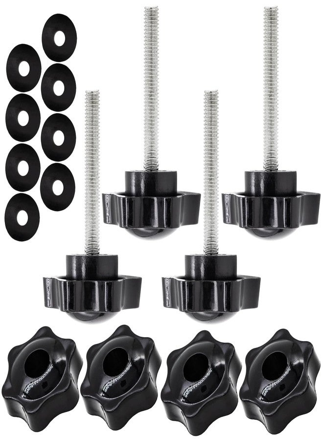 LhyBtm 4 Set Replacement Arm Adjustment Knobs Rollator Walker Replacement Knobs Adjustment Bolts Drive Walker Replacement Parts, M6 Track Bolt Set T Track Bolts for Vive Mobility (Black) - Image 1