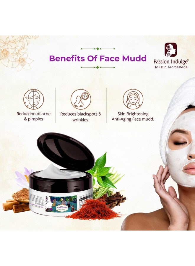 Passion Indulge Kumkumadi Natural Face Mudd Pack for Anti-Aging, Glowing, shine and Brightness with Saffron, Vetiver Oil, and 16 Herbs for All Skin Types - 250gm - Image 3