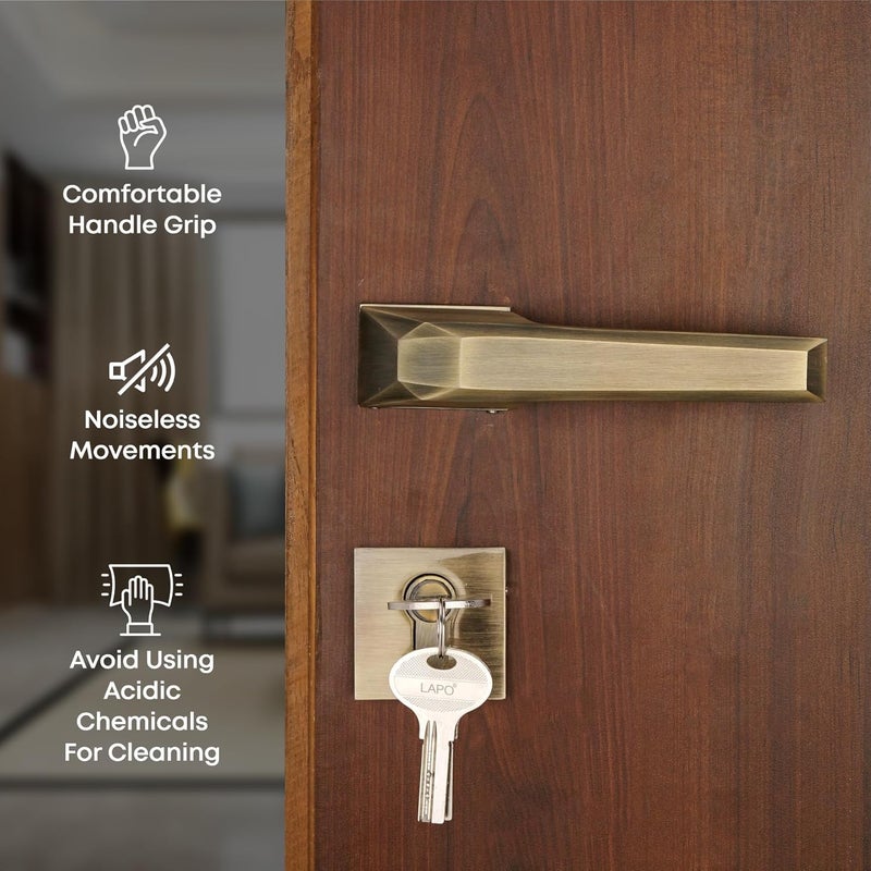 LAPO Door Locks for Main DoorDoor Locks for BedroomMortise Lock for DoorDoor Lock Handle Set with 3 Brass Key for HomeOfficeHotel Antique Finish Ro125 - Image 3