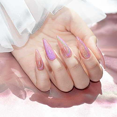 RARJSM Cat Eye Gel Nail Polish Galaxy Chameleon Magnetic Gelpolish Rose Gold Holographic Glitter Gel Soak Off U V L E D DIY Manicure Art for Salon Designs and Home DIY 75ML026fl oz - Image 5