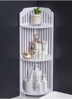 HOME TASTE Corner Shelf Bathroom Storage Organizer | Waterproof Freestanding Bathroom Corner Stand for Small Spaces | Open Design Corner Shelf, Floor Standing Shower Caddy, Toilet Paper Holder | 20x20x80 cm  - Image 1