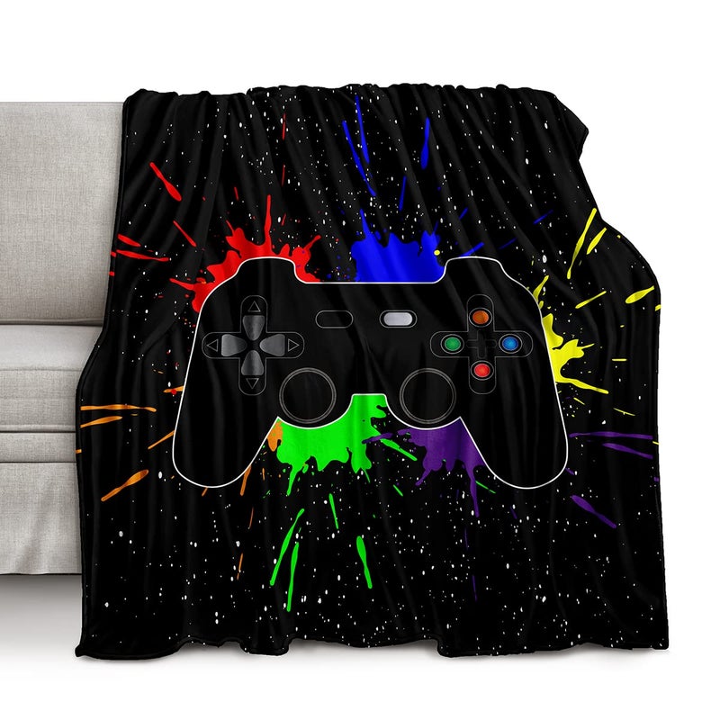 lirs Bedding Gaming Throw Blanket 60 x 50 Super Soft Fleece Gamer Gift for Couch Sofa for for Kids Boys Teens Video Game MTA01 60x50