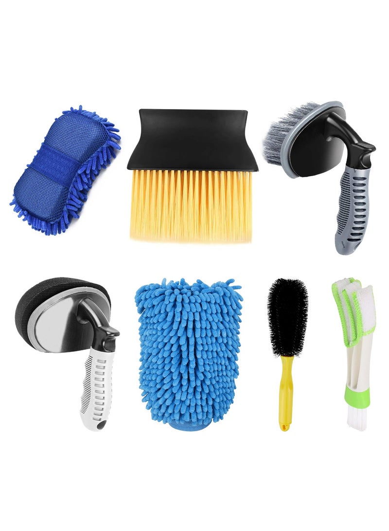 Generic 7-Piece Comprehensive Car Cleaning Kit: Microfiber Glove, Dust Cleaning Brush, Washing Sponge, Ac Vent Cleaning Brush, Car Cleaning  Brush, Car Alloy Cleaning Brush  - Image 2