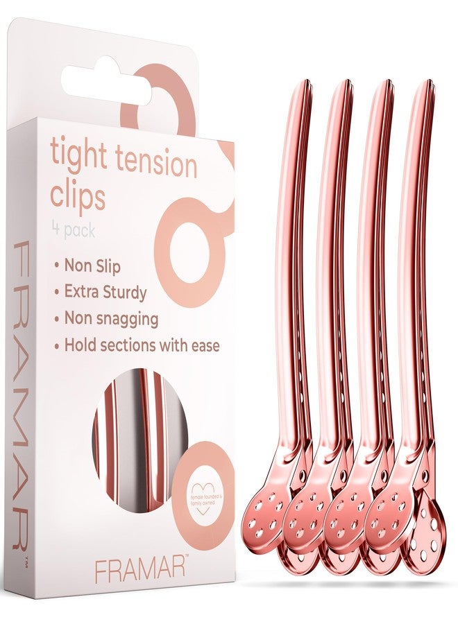 Framar Rose Gold Metal Hair Clips For Styling - Professional Hair Styling Clips, Hair Sectioning Clips, Salon Hair Clips Metal, Hairclips, Hair Salon Supplies - Extra Strong Hold - 4 Pack - Image 1