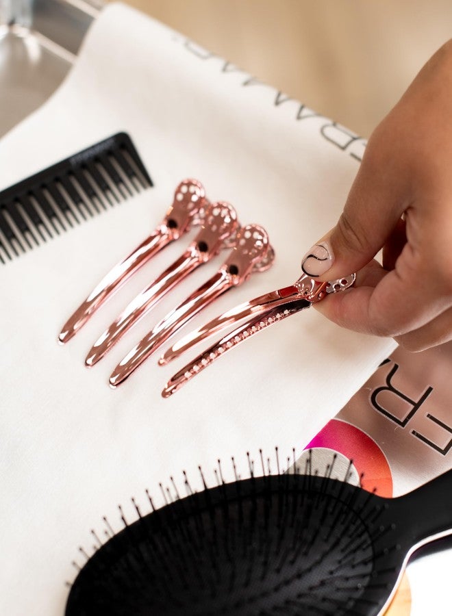 Framar Rose Gold Metal Hair Clips For Styling - Professional Hair Styling Clips, Hair Sectioning Clips, Salon Hair Clips Metal, Hairclips, Hair Salon Supplies - Extra Strong Hold - 4 Pack - Image 3