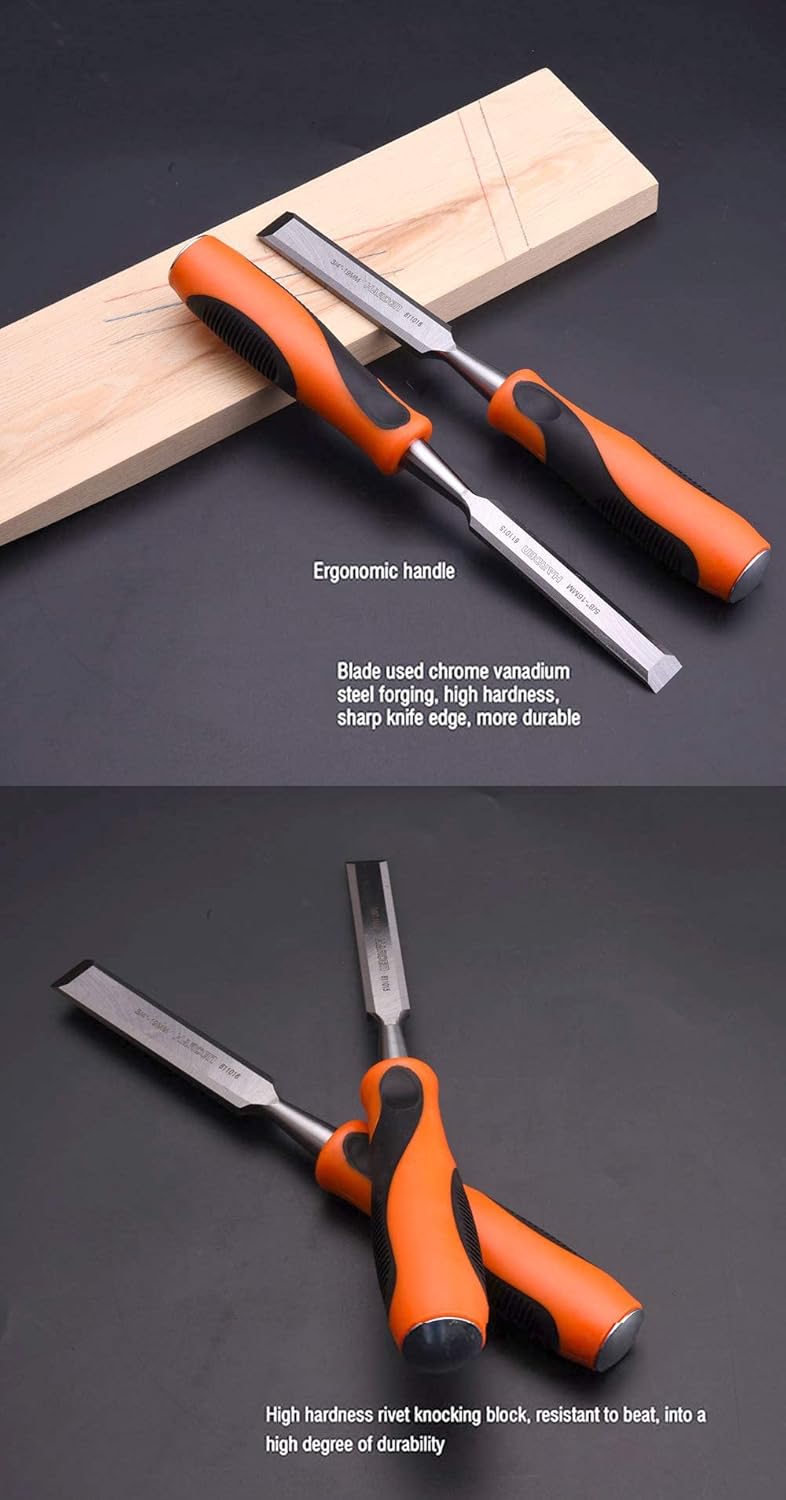 Harden 4 Pcs Professional Wood Carving Chisel Set CRV Steel Sharp Ergonomic Handle 6mm 13mm 19mm 25mm - Image 5