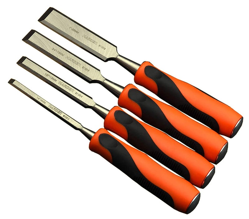 Harden 4 Pcs Professional Wood Carving Chisel Set CRV Steel Sharp Ergonomic Handle 6mm 13mm 19mm 25mm - Image 1