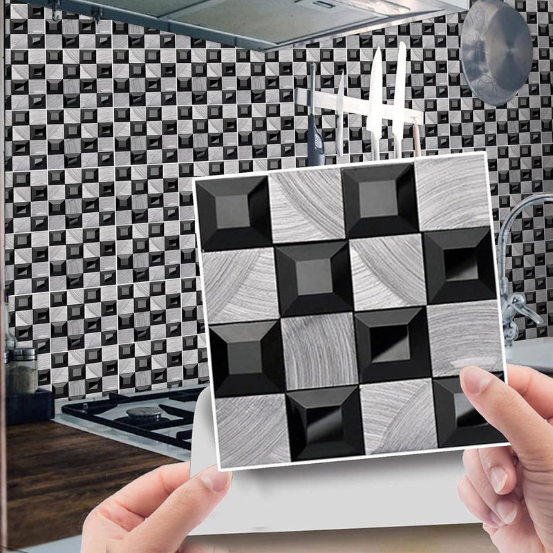 klarako 10pcs 3D Effect Crystal Tile Stickers, Mosaic Crystal Tile Stickers, DIY Waterproof SelfAdhesive Wall Stickers for Home Decor Living Room Bathroom Kitchen Decor, 10X10CM (G) - Image 1