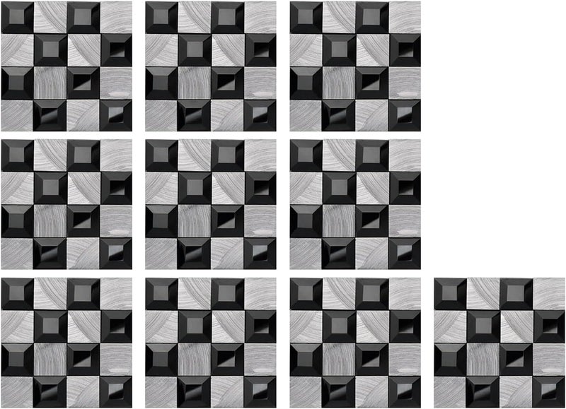 klarako 10pcs 3D Effect Crystal Tile Stickers, Mosaic Crystal Tile Stickers, DIY Waterproof SelfAdhesive Wall Stickers for Home Decor Living Room Bathroom Kitchen Decor, 10X10CM (G) - Image 2