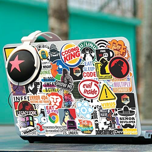 True Flair Trueflair Pack of 60 Coding Vinyl Laptop Stickers, Random Designs, for Programmer Laptop, Journal, Bike Helmet, Diary, Guitar, Mobile, Waterproof, Self-Adhesive (Coding) - Image 4