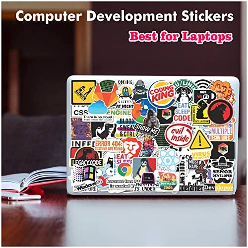 True Flair Trueflair Pack of 60 Coding Vinyl Laptop Stickers, Random Designs, for Programmer Laptop, Journal, Bike Helmet, Diary, Guitar, Mobile, Waterproof, Self-Adhesive (Coding) - Image 2