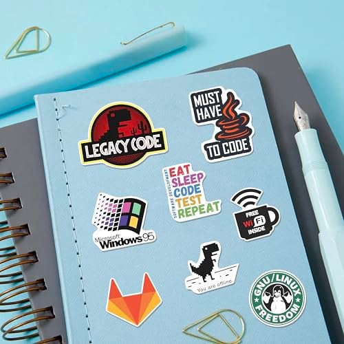 True Flair Trueflair Pack of 60 Coding Vinyl Laptop Stickers, Random Designs, for Programmer Laptop, Journal, Bike Helmet, Diary, Guitar, Mobile, Waterproof, Self-Adhesive (Coding) - Image 3