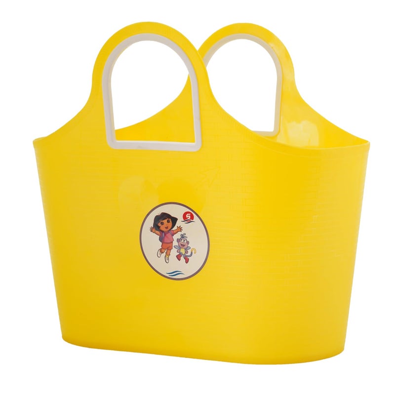 SGNS Sturdy Multipurpose Use Basket - Top Handle Plastic Basket for Shopping, Storage – Plastic Lunch Bag for Kids (Yellow) - Image 2