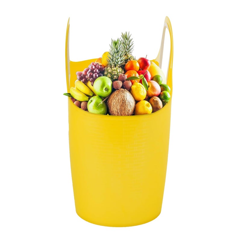 SGNS Sturdy Multipurpose Use Basket - Top Handle Plastic Basket for Shopping, Storage – Plastic Lunch Bag for Kids (Yellow) - Image 4