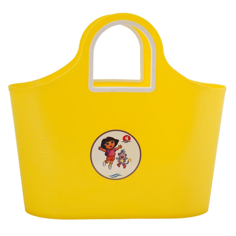 SGNS Sturdy Multipurpose Use Basket - Top Handle Plastic Basket for Shopping, Storage – Plastic Lunch Bag for Kids (Yellow) - Image 1