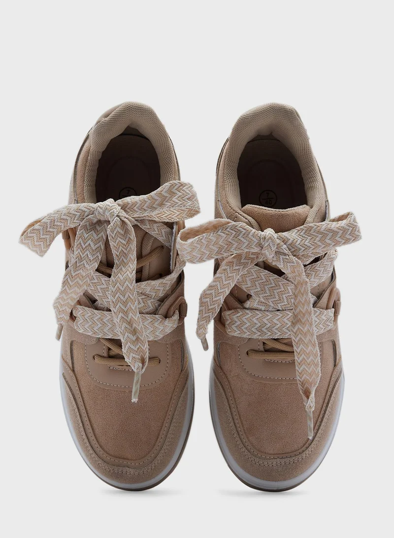 Truffle Low Top Sneaker With Chunky Lace Detail