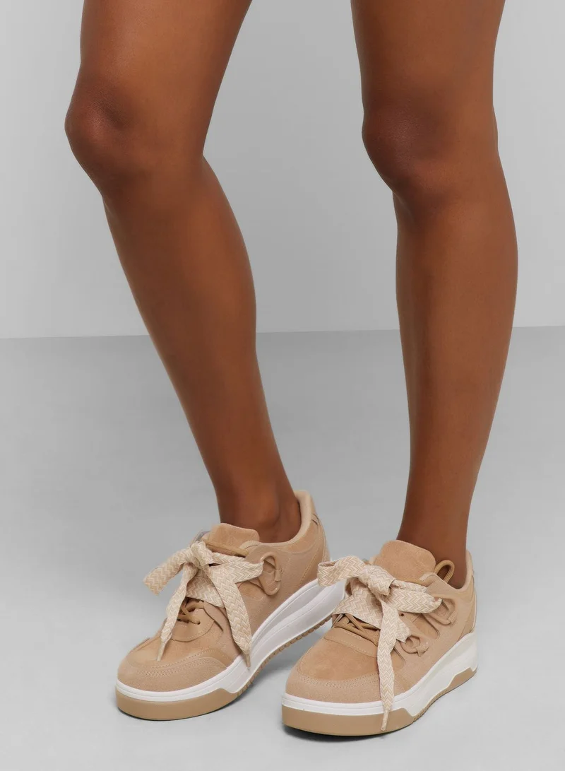 Truffle Low Top Sneaker With Chunky Lace Detail