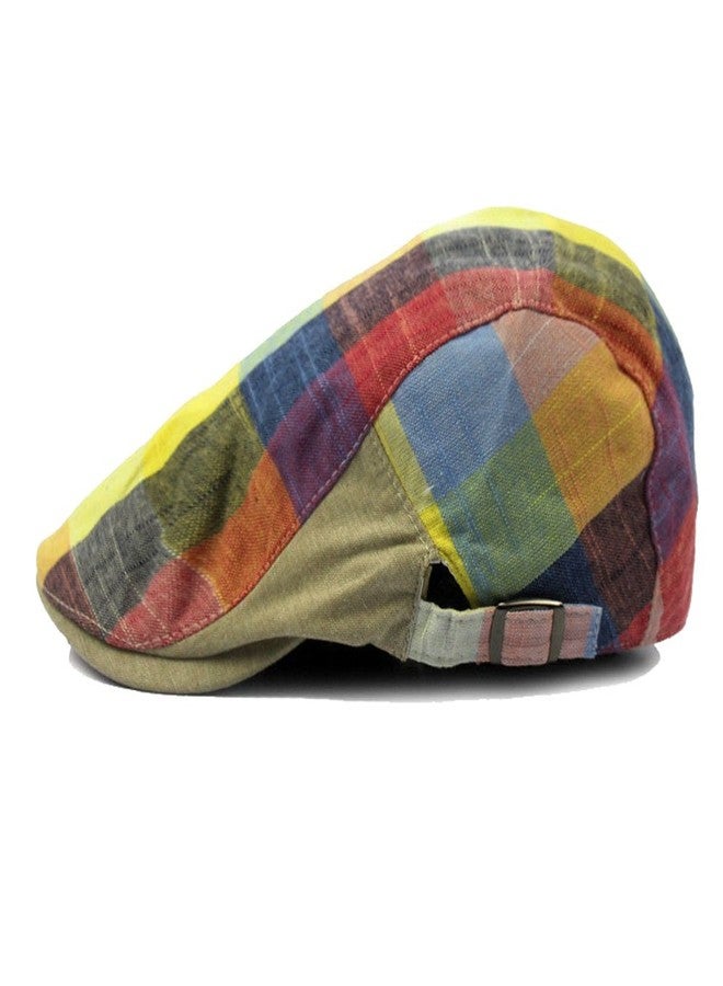 Idopy Colored Plaid Longshoreman`s Flat Cap Irish Ivy Newsboy Hat (7#) - Image 3