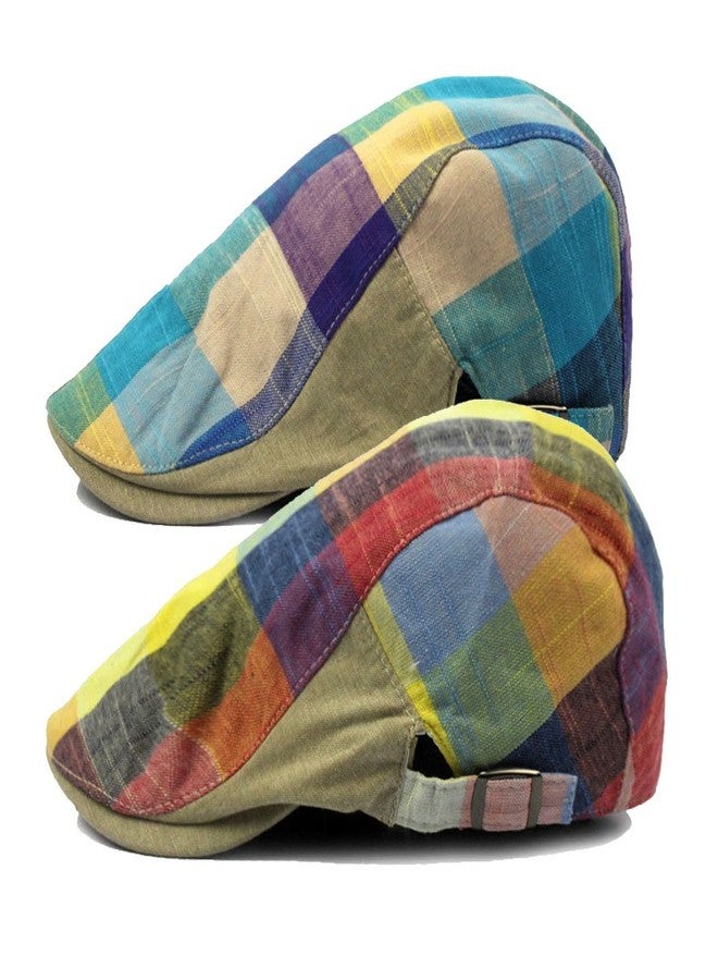 Idopy Colored Plaid Longshoreman`s Flat Cap Irish Ivy Newsboy Hat (7#) - Image 1
