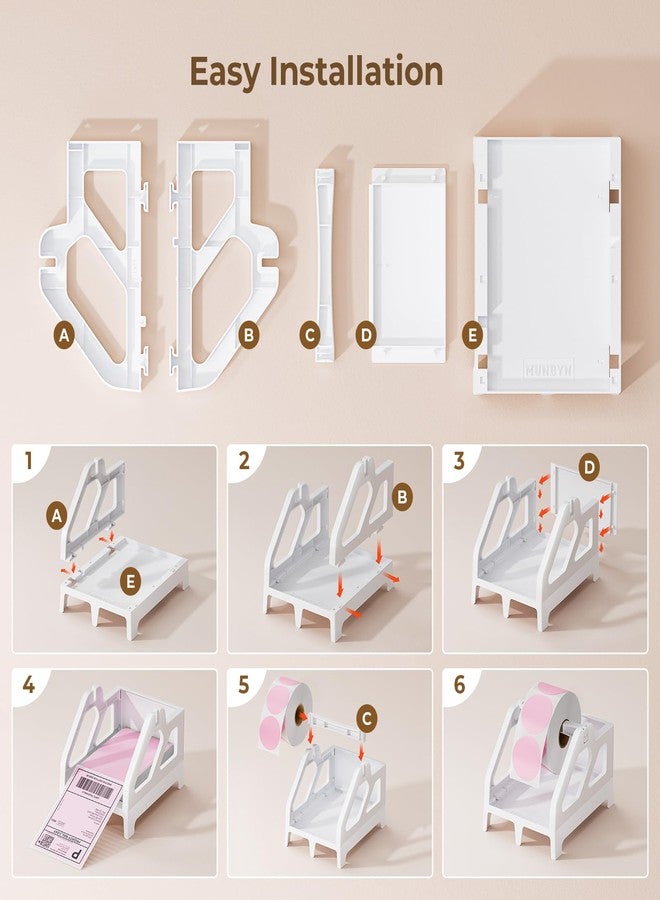 MUNBYN Label Holder for Rolls and Fan-Fold Labels, Thermal Sticker Roll Holder for Desktop Thermal Printer Shipping Supplies Industrial Paper, White - Image 4