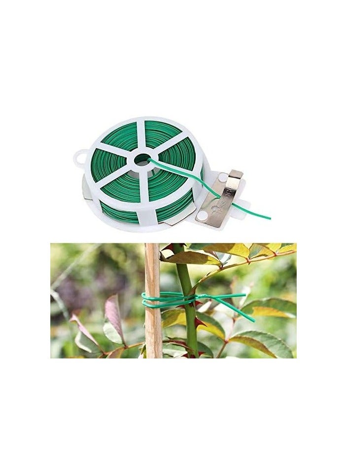 هونغتاي HONGTAI Garden Twist Tie كابل ربط كابل بلاستيكي سلك بكرة كابل مع قاطع البستنة نبات بوش زهرة ربطة كابل (الحجم: 50 متر) - Image 2