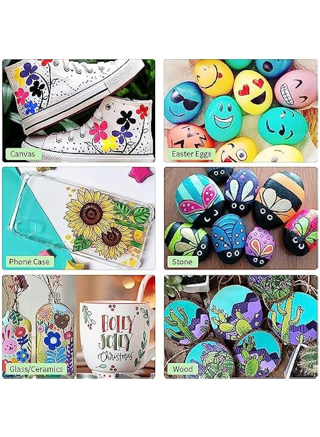 HOOKOR 24 Color Paint Marker Set with Reversible Nib, Medium Point Acrylic Paint Pens for Art Supplies, Ceramics, Rock Painting, Glass - Art Markers for Artists - Image 5