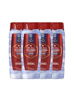 Old Spice Mens Body Wash Moisturizing Hydro Wash Captain Scent 21 oz Pack of 4