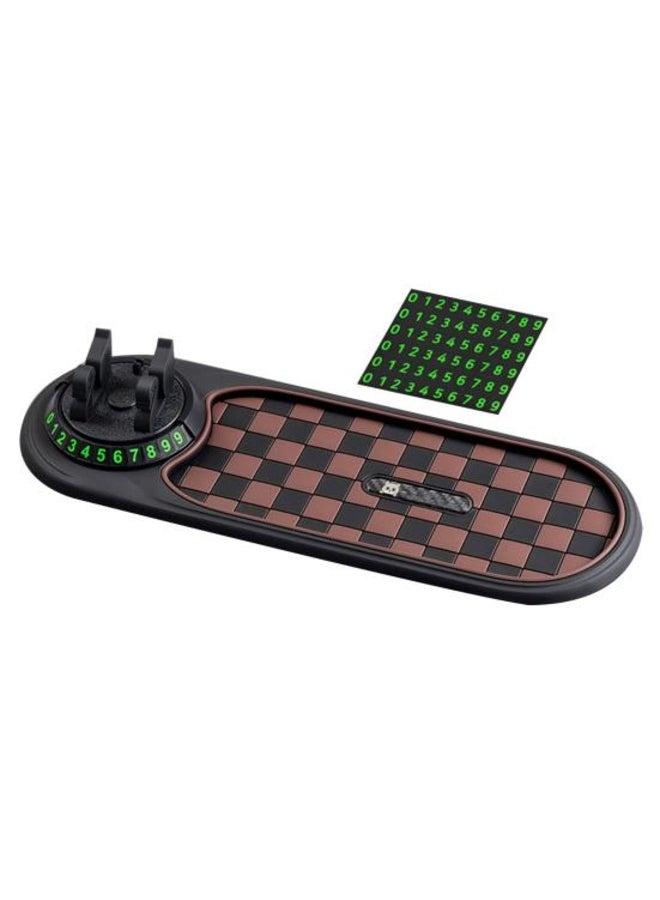 Dashboard Anti Slip Mat with Phone Holder 360-Degree Rotation Dashboard Mount Built-in Parking Number Plate Secure Phone Holder for Driving - Image 1