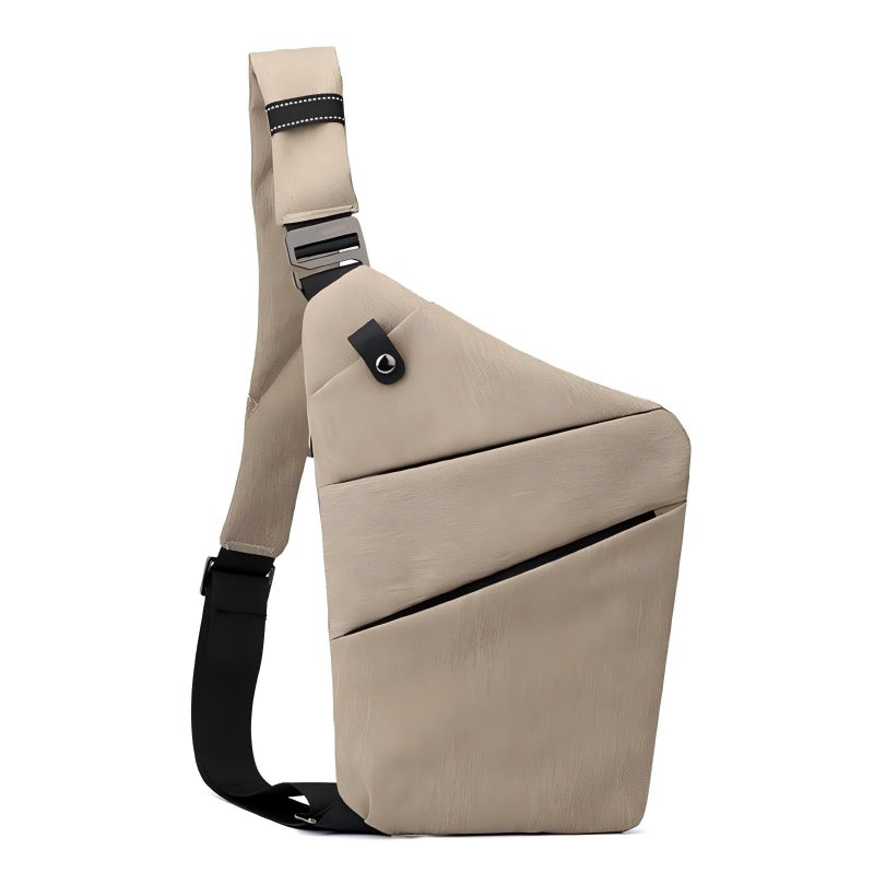 BIRDDIE Anti Theft Travel Bag, One Shoulder Large Capacity Cross-body Bag Chest Fashion Lightweight Sling Bags for Travel Sports (Left Shoulder, Khaki) - Image 1