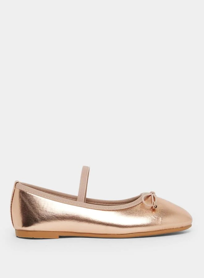 Styli Girls Patent Balleris with Bow Detail