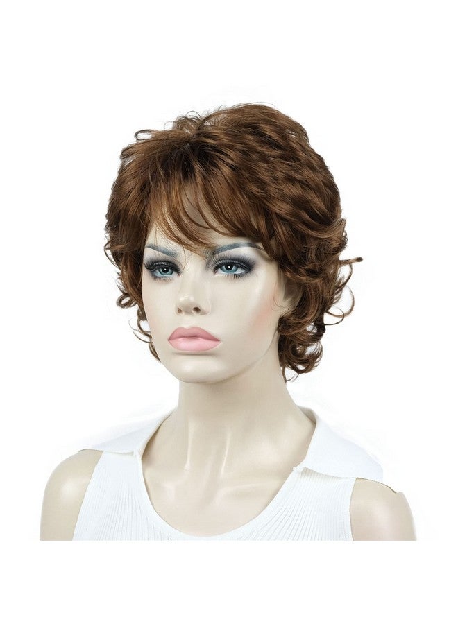 Aimole Short Curly Wigs Synthetic Women Soft Wig With Layered Bangs (30 Medium Auburn) - Image 3