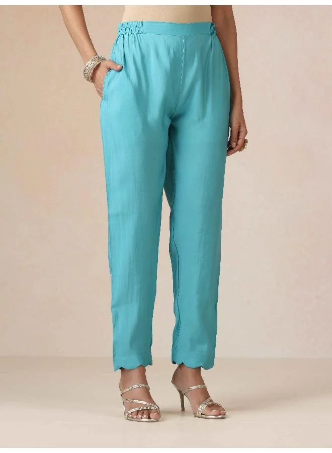 trueBrowns trueBrowns Blue Embroidered Kurta Pant Dupatta Set