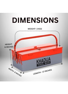 KHADIJA KHADIJA Metal 3 Compartment Tool Box Red Grey  - Image 2